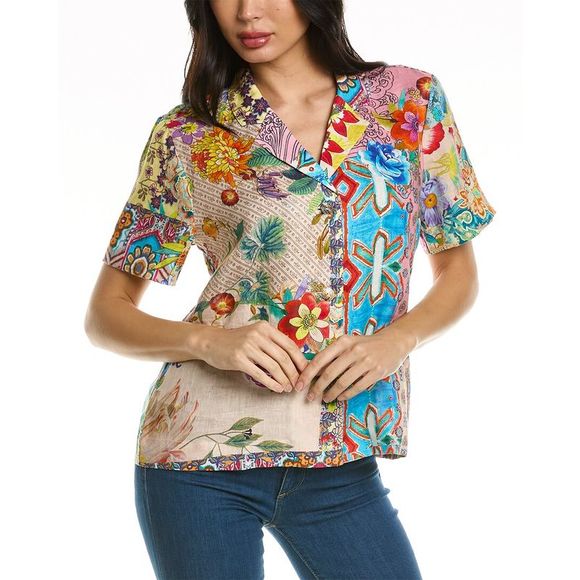 Johnny Was Tops - Johnny Was Linen Camp Shirt